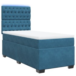 Sommier à lattes de lit avec matelas bleu 80x200 cm velours 