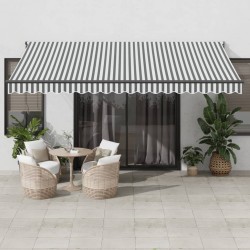 Auvent rétractable anthracite et blanc 4,5x3 m tissu/aluminium 
