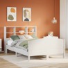 Lit bibliothèque sans matelas blanc 140x190 cm bois pin massif 