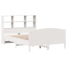 Lit bibliothèque sans matelas blanc 140x190 cm bois pin massif 
