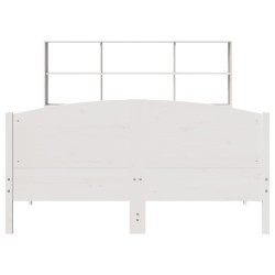 Lit bibliothèque sans matelas blanc 140x190 cm bois pin massif 