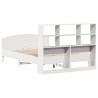 Lit bibliothèque sans matelas blanc 140x190 cm bois pin massif 