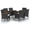 Ensemble à manger de jardin avec coussins 7 pcs Noir 