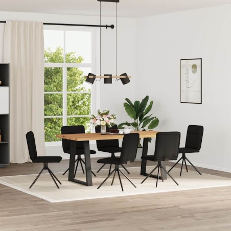 Chaises à manger lot de 6 noir tissu 