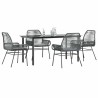 Ensemble à manger jardin coussins 5 pcs gris poly rotin verre 