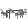 Ensemble à manger jardin coussins 5 pcs gris poly rotin verre 