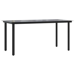 Ensemble à manger jardin coussins 5 pcs gris poly rotin verre 