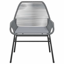 Ensemble à manger jardin coussins 5 pcs gris poly rotin verre 
