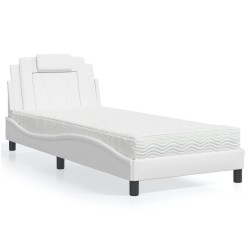 Lit avec matelas blanc 80x200 cm similicuir 