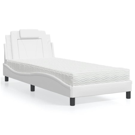 Lit avec matelas blanc 80x200 cm similicuir 