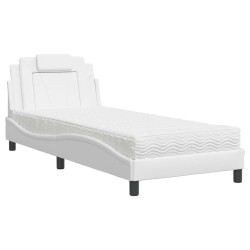 Lit avec matelas blanc 80x200 cm similicuir 