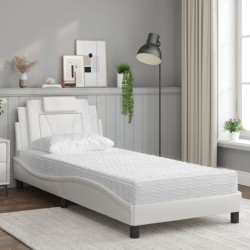 Lit avec matelas blanc 80x200 cm similicuir 