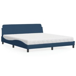 Lit avec matelas bleu 180x200 cm tissu 
