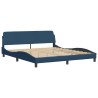 Lit avec matelas bleu 180x200 cm tissu 
