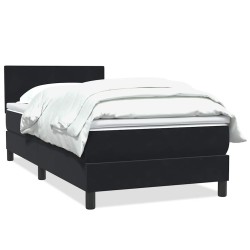 Sommier à lattes de lit avec matelas noir 100x210 cm velours 
