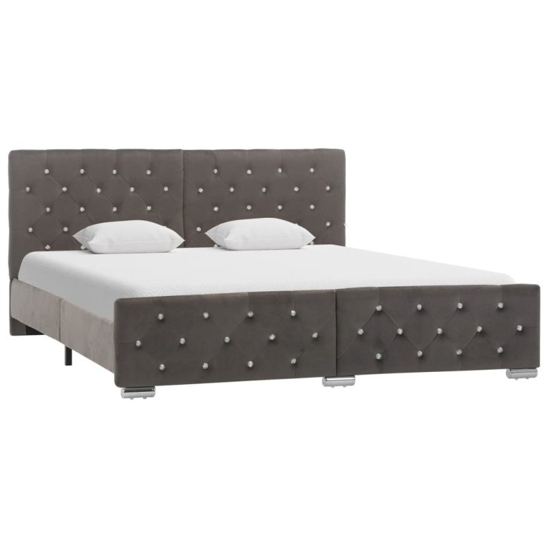 Cadre de lit sans matelas gris velours 160x200 cm Cadre de lit sans matelas gris velours 160x200 cm