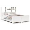 Lit bibliothèque sans matelas blanc 135x190 cm bois massif 