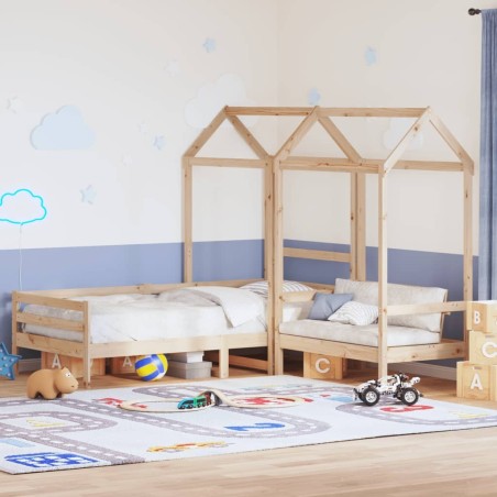 Ensemble de lit de jour et de banc avec toit sans matelas 
