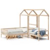 Ensemble de lit de jour et de banc avec toit sans matelas 