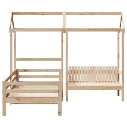 Ensemble de lit de jour et de banc avec toit sans matelas 