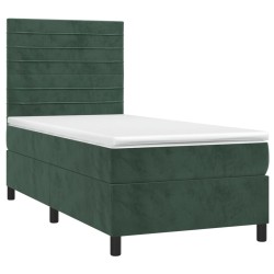 Sommier à lattes de lit matelas LED Vert foncé 90x200cm Velours 