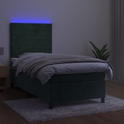 Sommier à lattes de lit matelas LED Vert foncé 90x200cm Velours 