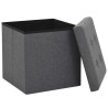 Tabouret de rangement pliable Gris foncé Faux lin 