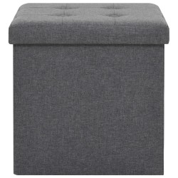 Tabouret de rangement pliable Gris foncé Faux lin 