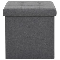 Tabouret de rangement pliable Gris foncé Faux lin 