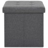 Tabouret de rangement pliable Gris foncé Faux lin 
