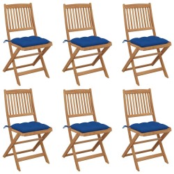 Chaises pliables de jardin lot de 6 avec coussins Bois d'acacia 