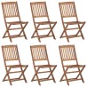 Chaises pliables de jardin lot de 6 avec coussins Bois d'acacia 