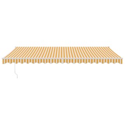 Auvent rétractable jaune et blanc 5x3 m tissu et aluminium 