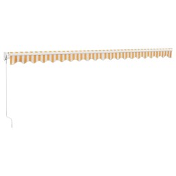 Auvent rétractable jaune et blanc 5x3 m tissu et aluminium 