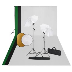Kit de studio photo avec lampes toile de fond et réflecteur  