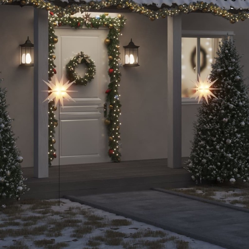 Lumière de Noël avec piquet LED pliable blanc 57 cm 