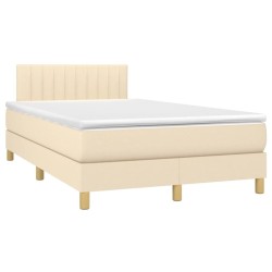 Sommier à lattes de lit avec matelas crème 120x190 cm tissu 
