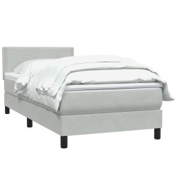 Sommier à lattes de lit et matelas gris clair 80x210 cm velours 