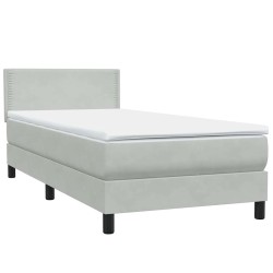 Sommier à lattes de lit et matelas gris clair 80x210 cm velours 