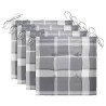 Chaises de jardin coussins à carreaux gris lot de 4 Teck massif 