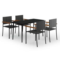 Ensemble à manger de jardin 5 pcs Noir 