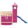 Lit mezzanine enfants avec tour sans matelas rose 80x200 cm 