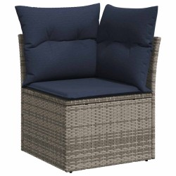 Salon de jardin 4 pcs avec coussins gris résine tressée 