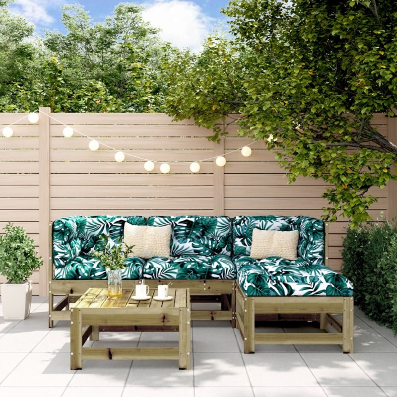 Salon de jardin 5 pcs bois de pin imprégné 