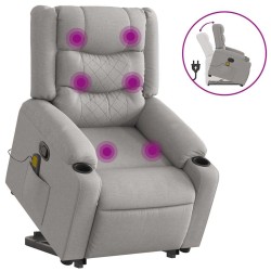 Fauteuil de massage inclinable gris nuage tissu 