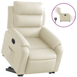 Fauteuil inclinable électrique crème similicuir 