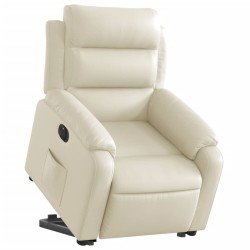 Fauteuil inclinable électrique crème similicuir 