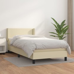 Sommier à lattes de lit avec matelas Crème 100x200cm Similicuir 