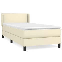 Sommier à lattes de lit avec matelas Crème 100x200cm Similicuir 