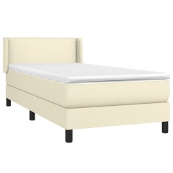Sommier à lattes de lit avec matelas Crème 100x200cm Similicuir 
